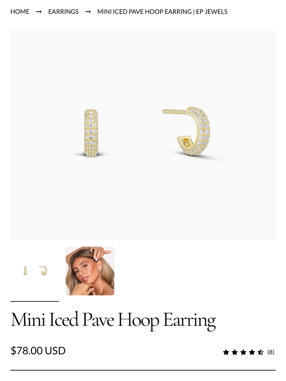 Mini Iced Pavé Hoop Earrings - Gold